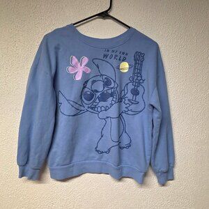 Girls Top - Disney Stitch Long Sleeve Blue Sweatshirt Size XL 14-16